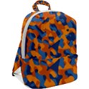 Blue and Orange Camouflage Pattern Zip Up Backpack View2