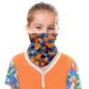 Blue and Orange Camouflage Pattern Face Covering Bandana (Kids) View1