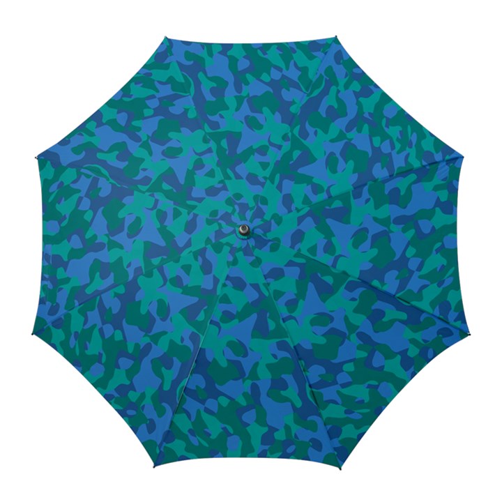 Blue Turquoise Teal Camouflage Pattern Golf Umbrellas