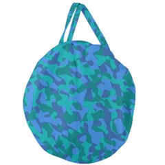 Blue Turquoise Teal Camouflage Pattern Giant Round Zipper Tote