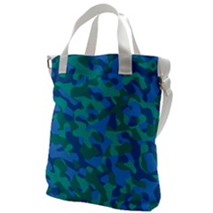 Blue Turquoise Teal Camouflage Pattern Canvas Messenger Bag by SpinnyChairDesigns