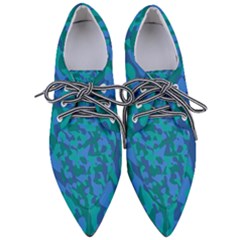 Blue Turquoise Teal Camouflage Pattern Pointed Oxford Shoes