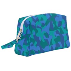 Blue Turquoise Teal Camouflage Pattern Wristlet Pouch Bag (large)