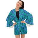 Blue Turquoise Teal Camouflage Pattern Long Sleeve Kimono View1