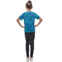 Blue Turquoise Teal Camouflage Pattern Kids  Mesh Piece Tee View2