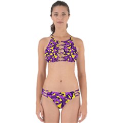 Purple And Yellow Camouflage Pattern Perfectly Cut Out Bikini Set