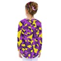 Purple and Yellow Camouflage Pattern Kids  Long Sleeve Tee View2