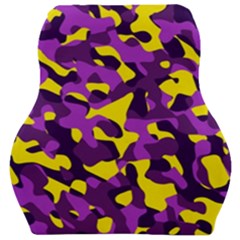 Purple And Yellow Camouflage Pattern Car Seat Velour Cushion  by SpinnyChairDesigns