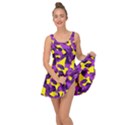 Purple and Yellow Camouflage Pattern Inside Out Casual Dress View1