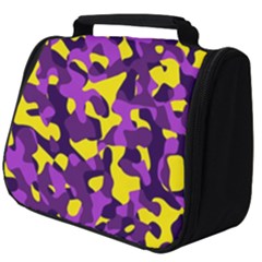 Purple And Yellow Camouflage Pattern Full Print Travel Pouch (big) by SpinnyChairDesigns