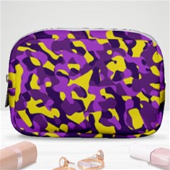 Purple And Yellow Camouflage Pattern Make Up Pouch (small)