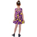 Purple and Yellow Camouflage Pattern Kids  Cross Back Dress View2