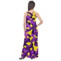 Purple and Yellow Camouflage Pattern Sleeveless Velour Maxi Dress View2