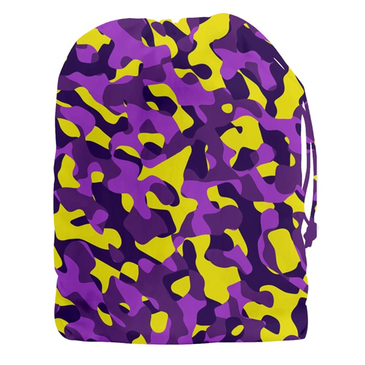 Purple and Yellow Camouflage Pattern Drawstring Pouch (3XL)