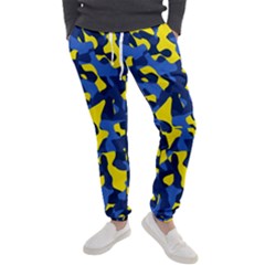 Blue And Yellow Camouflage Pattern Men s Jogger Sweatpants by SpinnyChairDesigns