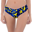 Blue and Yellow Camouflage Pattern Reversible Classic Bikini Bottoms View3