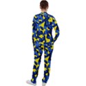 Blue and Yellow Camouflage Pattern Casual Jacket and Pants Set View2