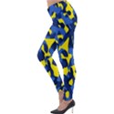 Blue and Yellow Camouflage Pattern Lightweight Velour Leggings View3