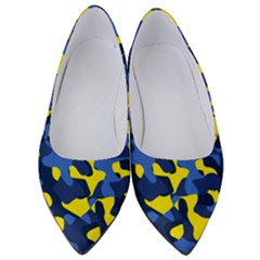 Blue And Yellow Camouflage Pattern Women s Low Heels by SpinnyChairDesigns