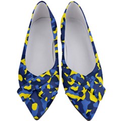 Blue And Yellow Camouflage Pattern Women s Bow Heels by SpinnyChairDesigns