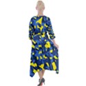 Blue and Yellow Camouflage Pattern Quarter Sleeve Wrap Front Maxi Dress View2