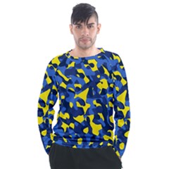 Blue And Yellow Camouflage Pattern Men s Long Sleeve Raglan Tee