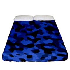 Black And Blue Camouflage Pattern Fitted Sheet (california King Size) by SpinnyChairDesigns