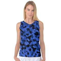 Black And Blue Camouflage Pattern Women s Basketball Tank Top by SpinnyChairDesigns