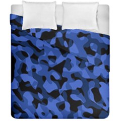 Black And Blue Camouflage Pattern Duvet Cover Double Side (california King Size) by SpinnyChairDesigns