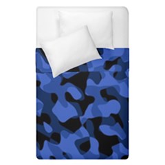 Black And Blue Camouflage Pattern Duvet Cover Double Side (single Size) by SpinnyChairDesigns