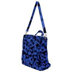 Black And Blue Camouflage Pattern Crossbody Backpack by SpinnyChairDesigns