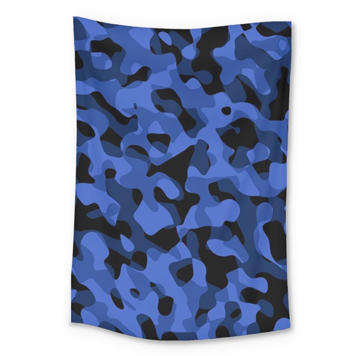 Black and Blue Camouflage Pattern Large Tapestry