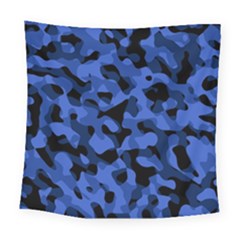 Black And Blue Camouflage Pattern Square Tapestry (large) by SpinnyChairDesigns