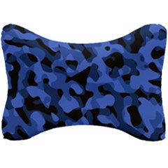 Black And Blue Camouflage Pattern Seat Head Rest Cushion by SpinnyChairDesigns