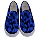 Black and Blue Camouflage Pattern Kids  Canvas Slip Ons View1