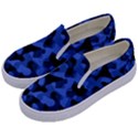 Black and Blue Camouflage Pattern Kids  Canvas Slip Ons View2