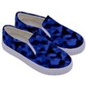 Black and Blue Camouflage Pattern Kids  Canvas Slip Ons View3