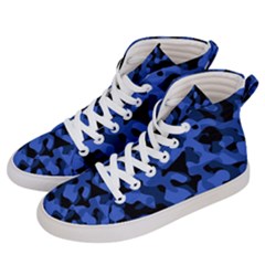 Black And Blue Camouflage Pattern Men s Hi-top Skate Sneakers by SpinnyChairDesigns