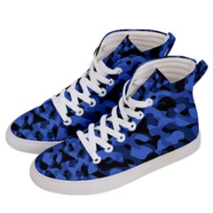 Black And Blue Camouflage Pattern Women s Hi-top Skate Sneakers by SpinnyChairDesigns