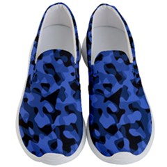 Black And Blue Camouflage Pattern Men s Lightweight Slip Ons by SpinnyChairDesigns