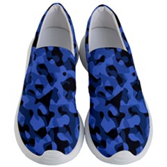 Black And Blue Camouflage Pattern Women s Lightweight Slip Ons by SpinnyChairDesigns