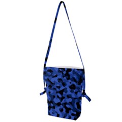 Black And Blue Camouflage Pattern Folding Shoulder Bag by SpinnyChairDesigns