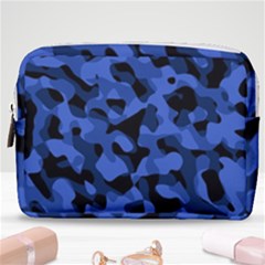 Black And Blue Camouflage Pattern Make Up Pouch (medium) by SpinnyChairDesigns