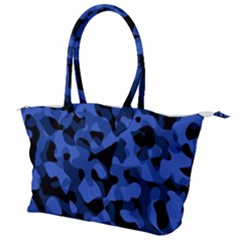 Black And Blue Camouflage Pattern Canvas Shoulder Bag by SpinnyChairDesigns