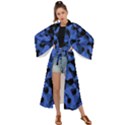 Black and Blue Camouflage Pattern Maxi Kimono View1