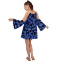 Black and Blue Camouflage Pattern Kimono Sleeves Boho Dress View2