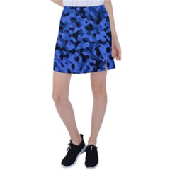 Black And Blue Camouflage Pattern Tennis Skirt