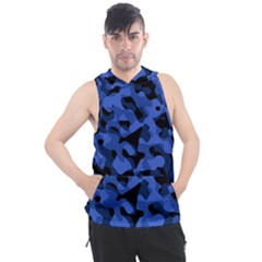 Black And Blue Camouflage Pattern Men s Sleeveless Hoodie