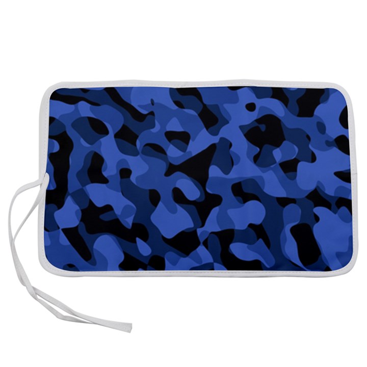 Black and Blue Camouflage Pattern Pen Storage Case (L)