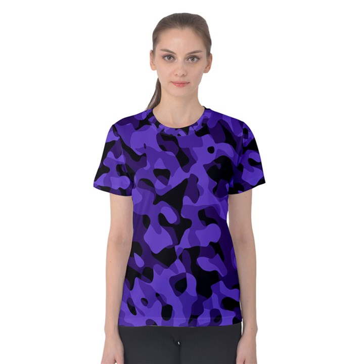 Purple Black Camouflage Pattern Women s Cotton Tee